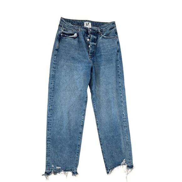 Lovers and Friends Womens Blue Ryan High Rise Rigid Loose Straight Jeans Size 30 - Picture 2 of 9